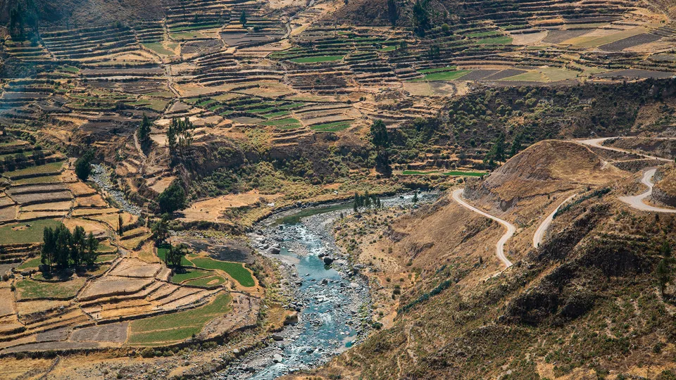 Canyon del Colca in Perù visto dall'alto