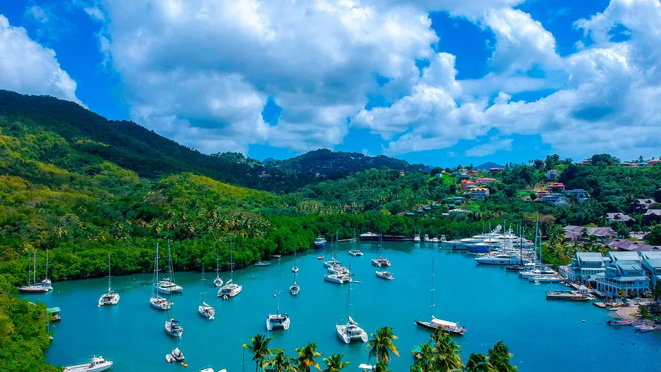 Veduta di Margot Bay a Saint Lucia