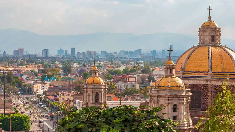 Vista dall'alto della Basilica di Nostra Signora di Guadalupe in Messico