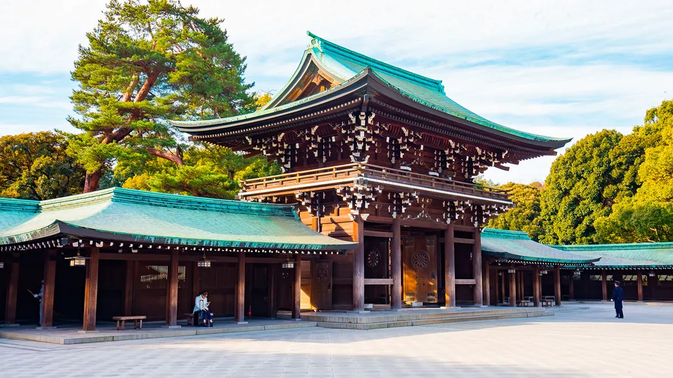 Facciata del santuario shintō Meiji Jingu a Tokyo
