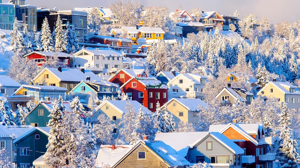 Città di Tromso sotto la neve