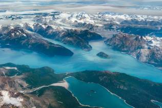 Alaska Fiordi vista dall'aereo